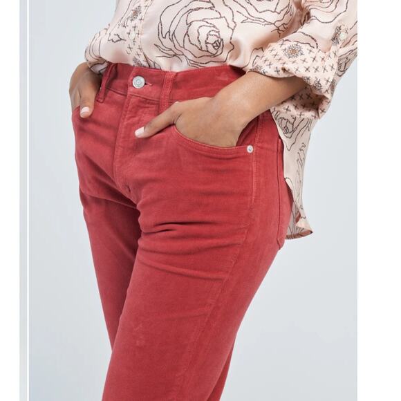 NEW AG Adriano Goldshmied Daily Blue Manya Red Corduroy Straight Leg Jean 27 - Picture 7 of 16